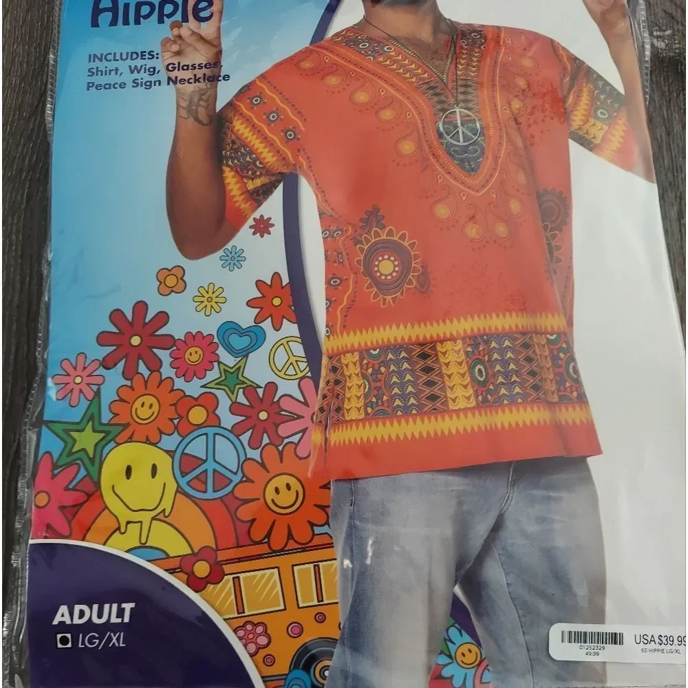 NEW Spirit Halloween Adult Hippie Shirt Costume L/XL - Picture 3 of 6
